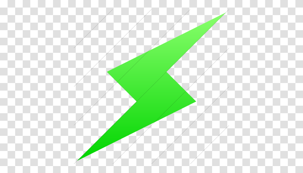 Simple Ios Neon Green Gradient Raphael Green Lighting Bolt Icon, Symbol, Art, Star Symbol, Paper Transparent Png