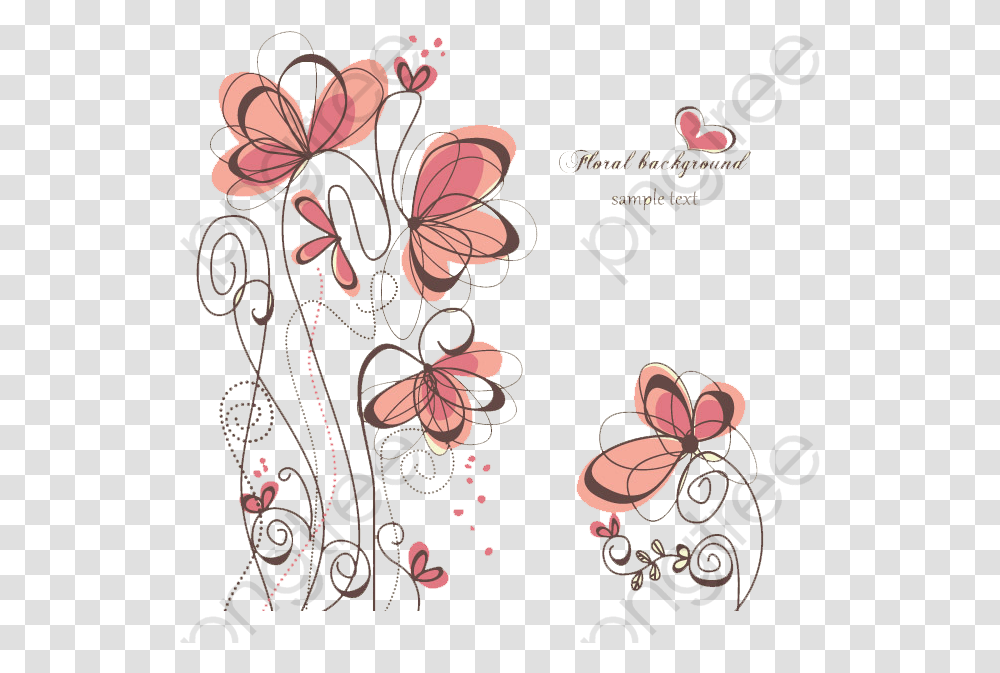 Simple Lines Of Butterfly Flowers Fotki Yandex Ru, Floral Design, Pattern Transparent Png