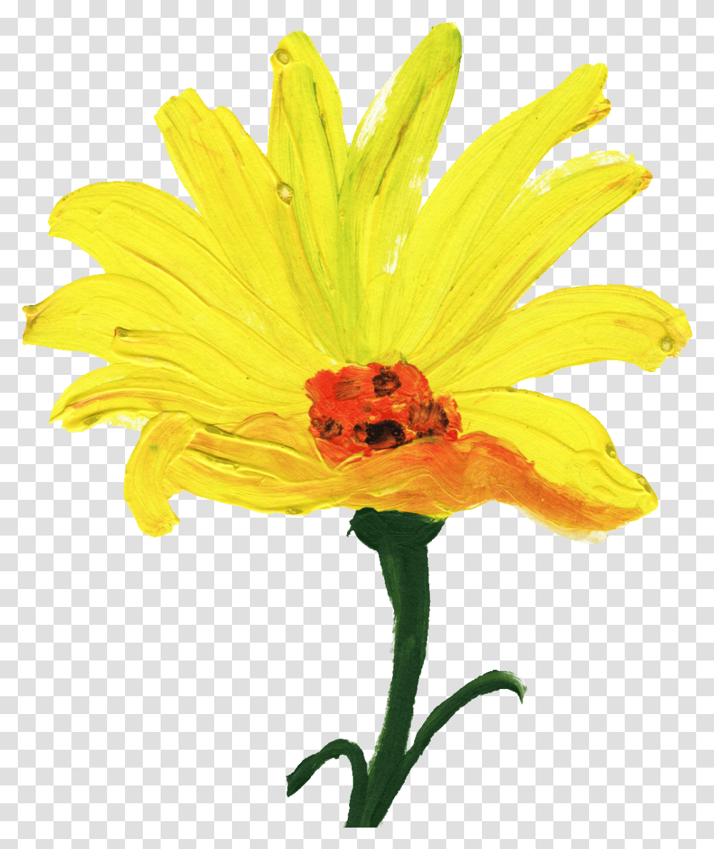 Simple Painted Flower Onlygfxcom Yellow Painted Flowers, Plant, Petal, Blossom, Pollen Transparent Png