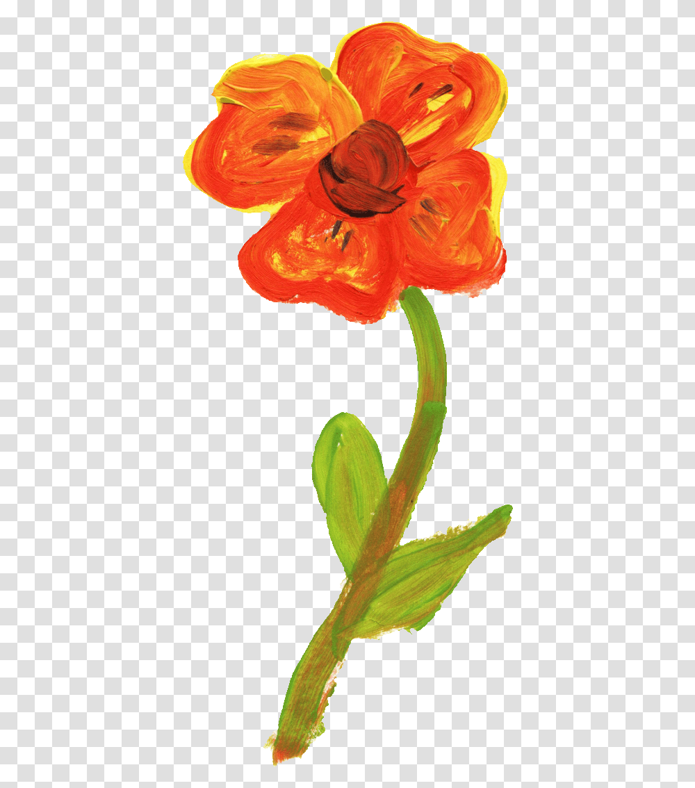Simple Painted Flower Painting Of Flowers Simple, Plant, Blossom, Poppy, Geranium Transparent Png