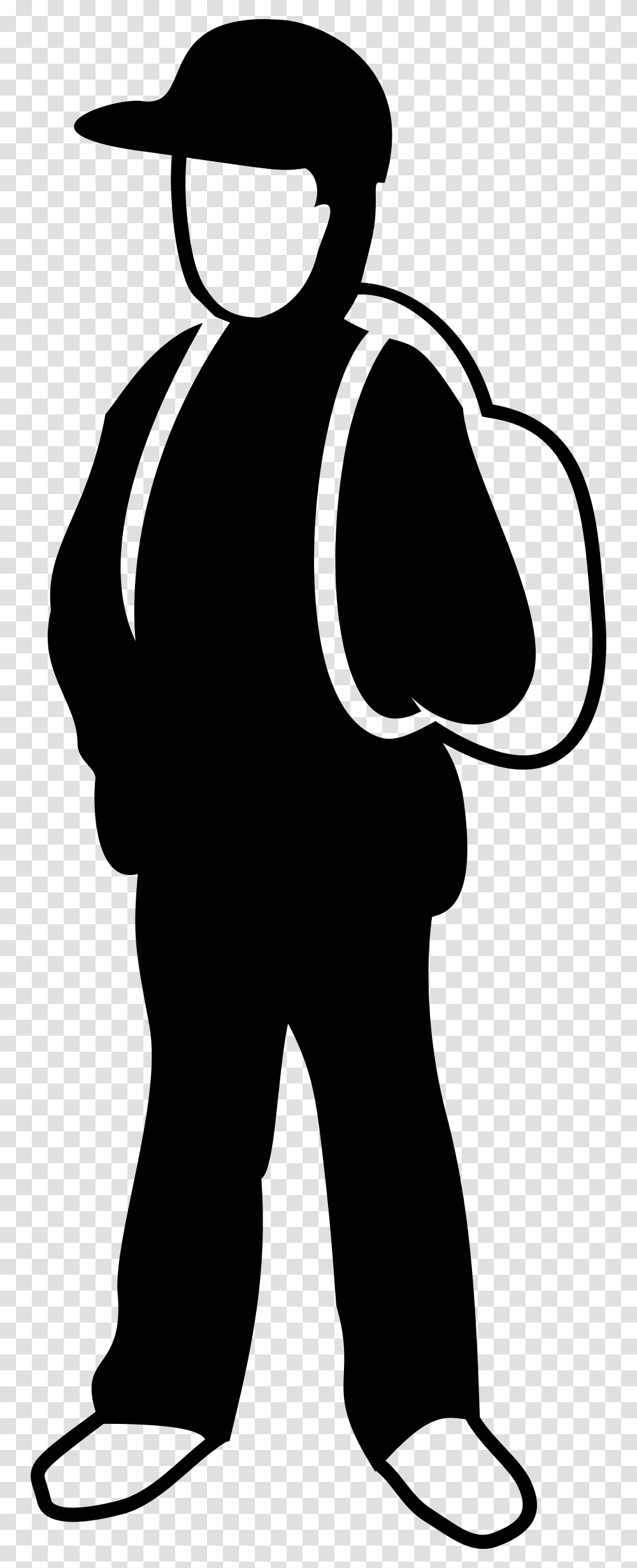 Simple Schoolkid Outline Clip Arts Hombre Con Mochila, Gray, World Of Warcraft Transparent Png
