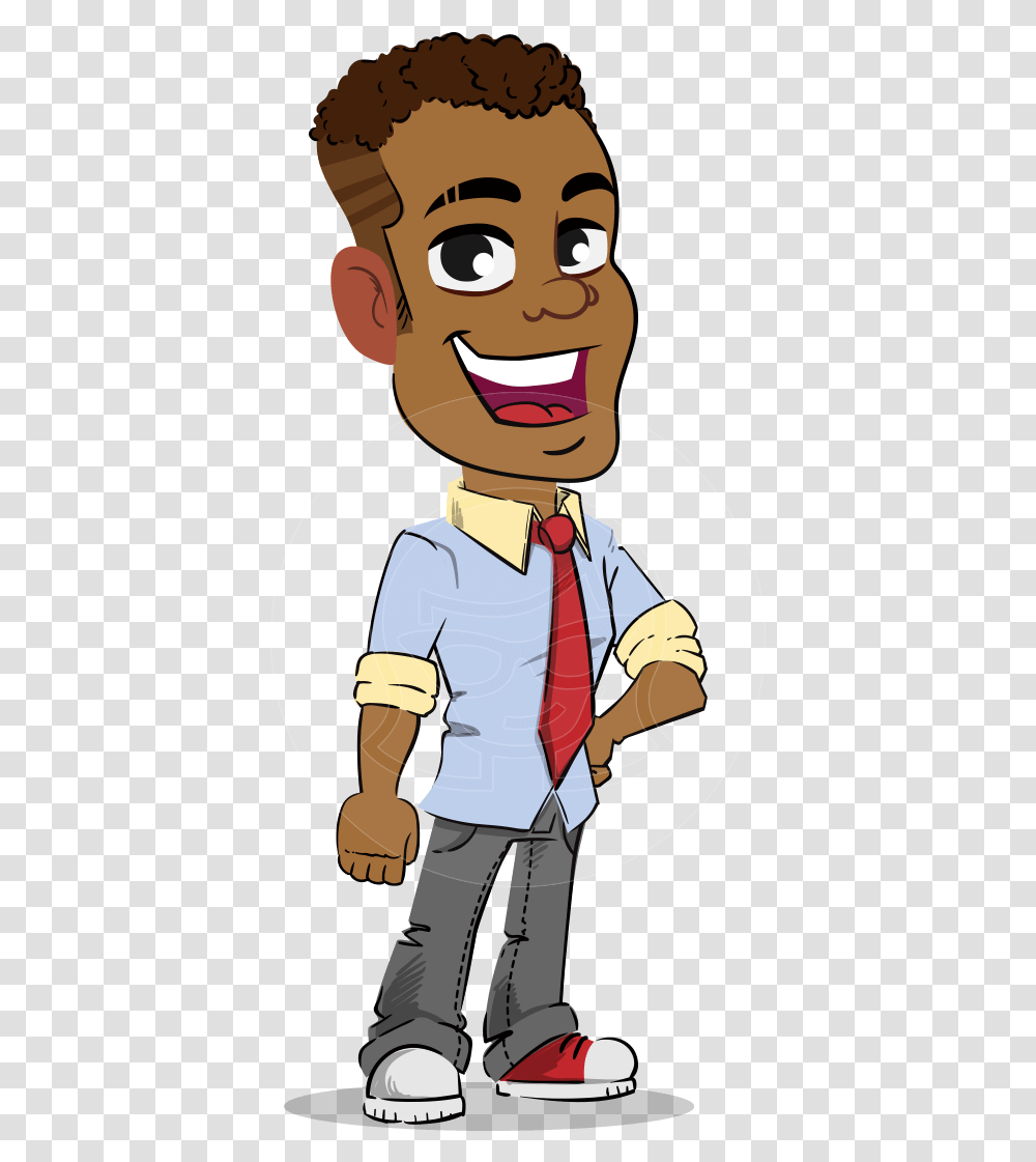 Simple Style Cartoon Of An African American Guy Cartoon African American Man, Person, Label, Worker Transparent Png