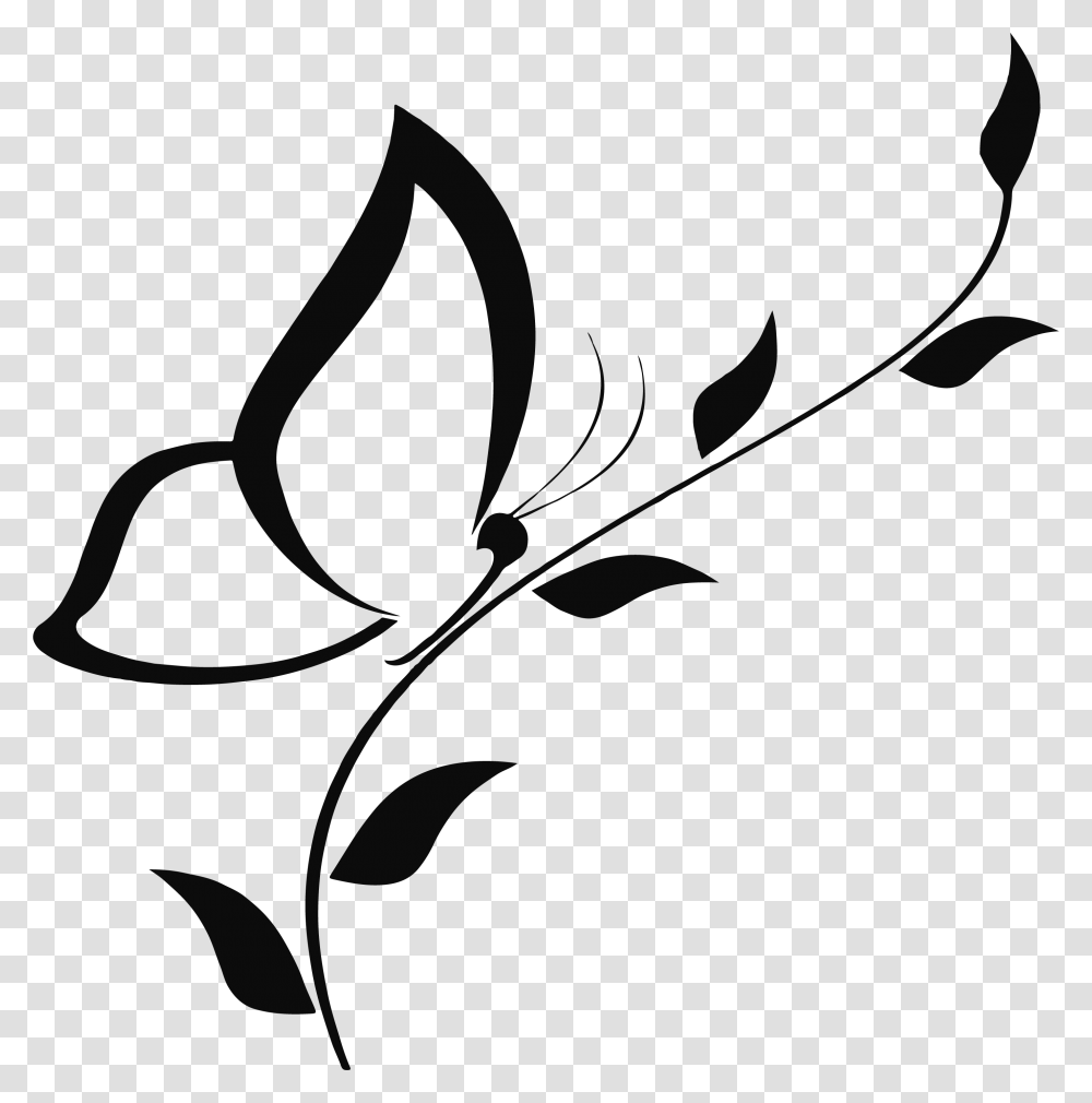 Simple Tattoos Designs Butterfly, Leaf, Plant, Silhouette, Floral Design Transparent Png