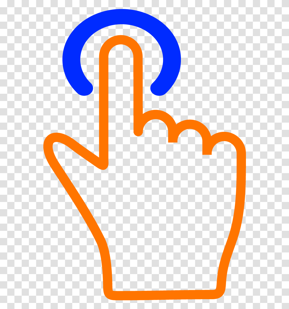 Simplicity Orange Finger Blue Button 4 4 Tap Here Icon, Label, Alphabet, Calligraphy Transparent Png