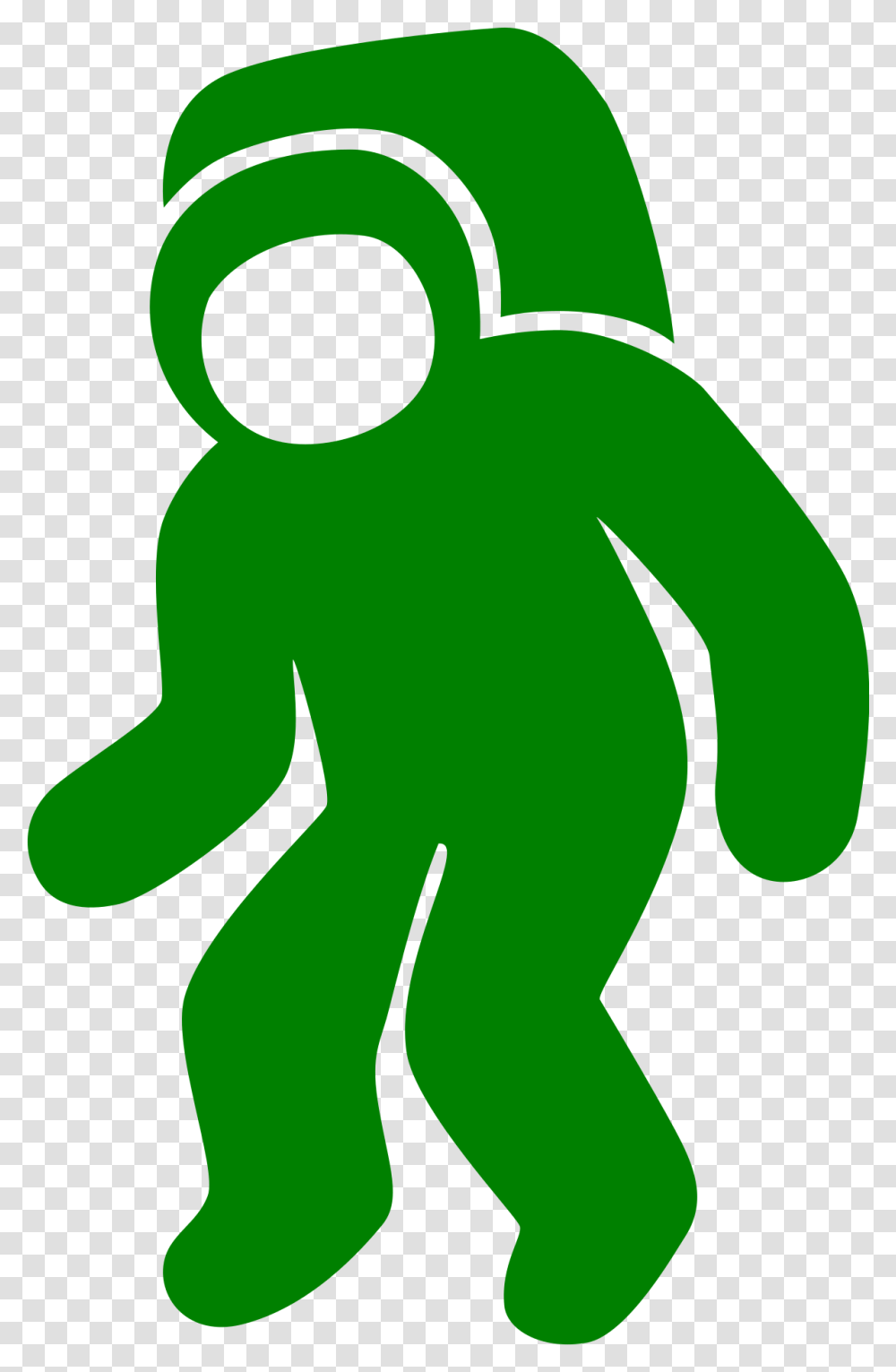 Simplified Astronaut, Silhouette, Mascot, Alien, Green Transparent Png
