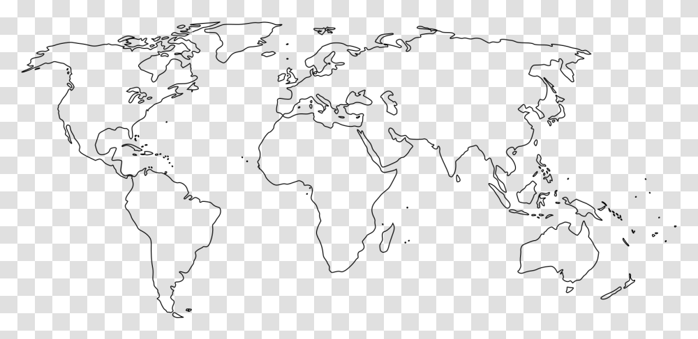 Simplified Blank World Map Without Antartica World Map For Practice, Gray, World Of Warcraft Transparent Png
