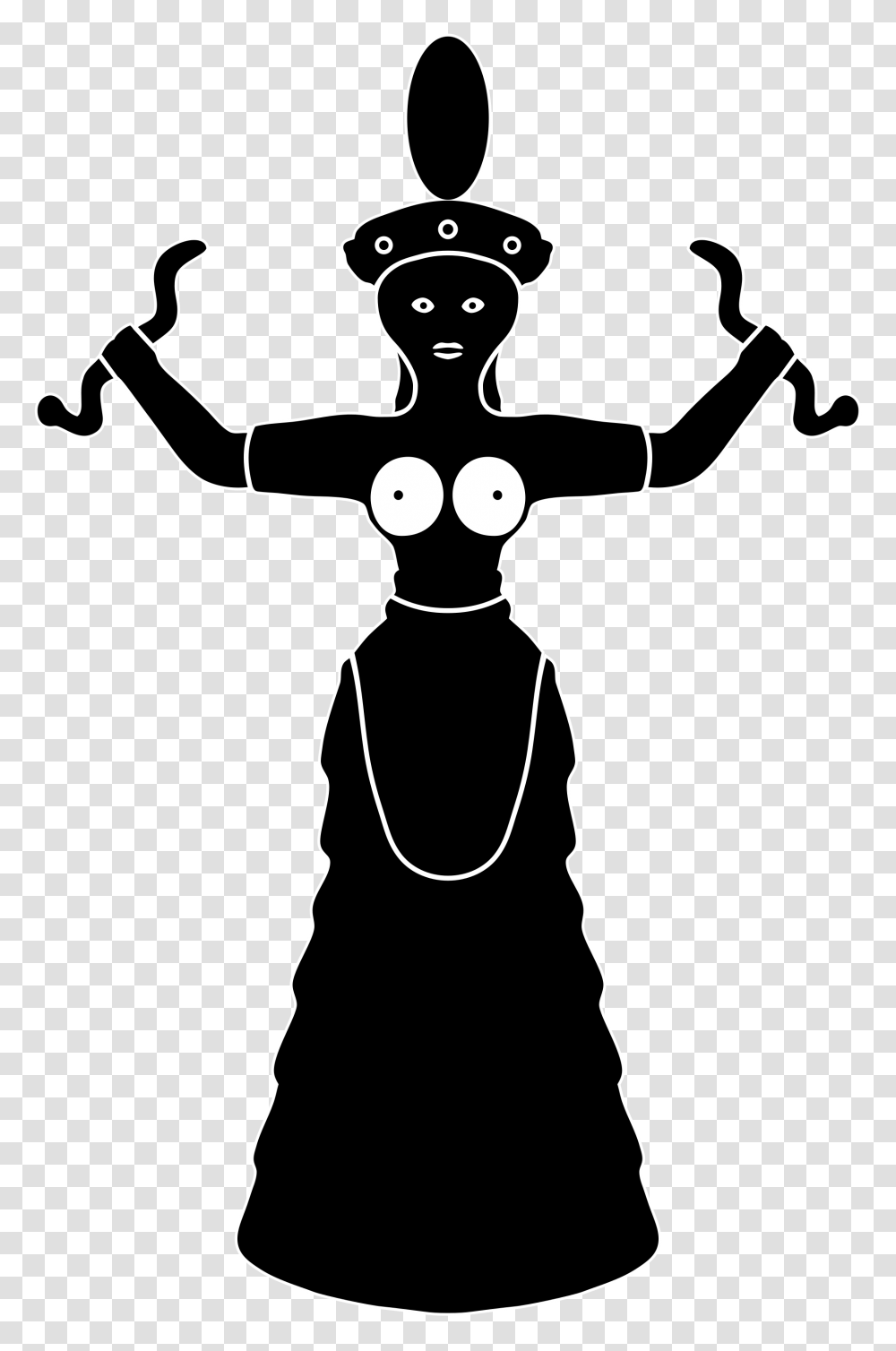 Simplified Stylized Minoan Snake Goddess Symbol, Stencil, Person, Human, Silhouette Transparent Png