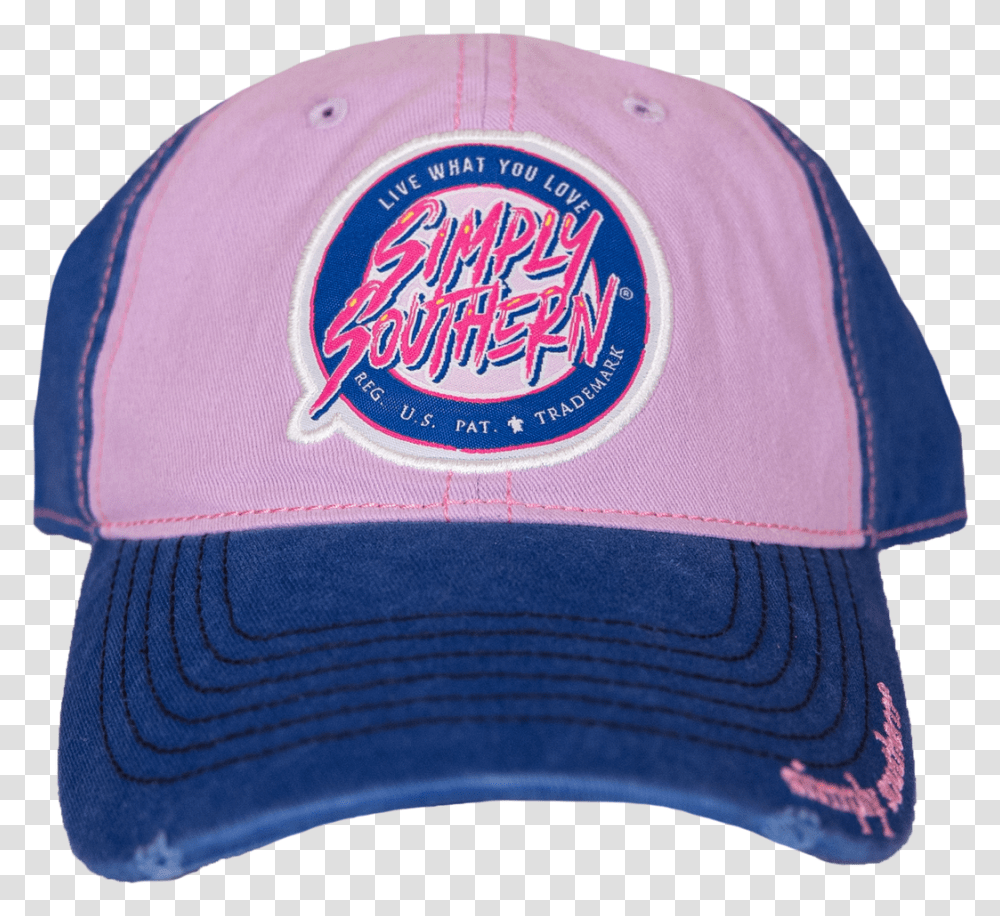 Simply Southern Retro Logo Denim Pink Hat Baseball Cap, Clothing, Apparel Transparent Png