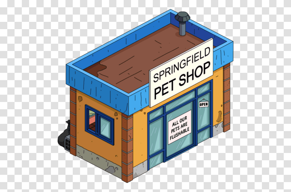 Simpson Springfield Pet Shop, Building, Outdoors, Scoreboard Transparent Png