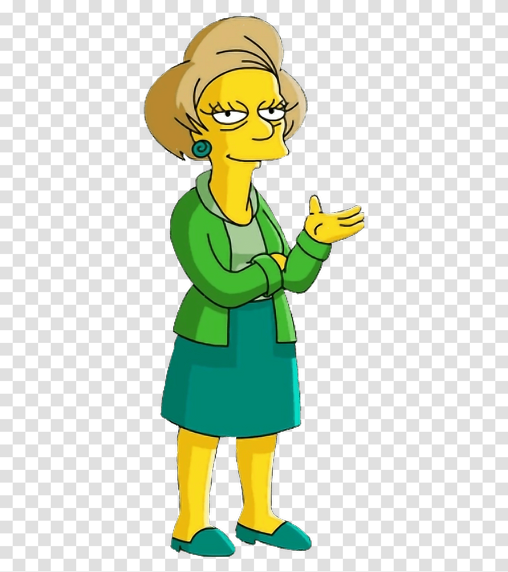 Simpsons Edna Maestra Clavados Maestra De Los Simpsons, Elf, Person, Sleeve Transparent Png