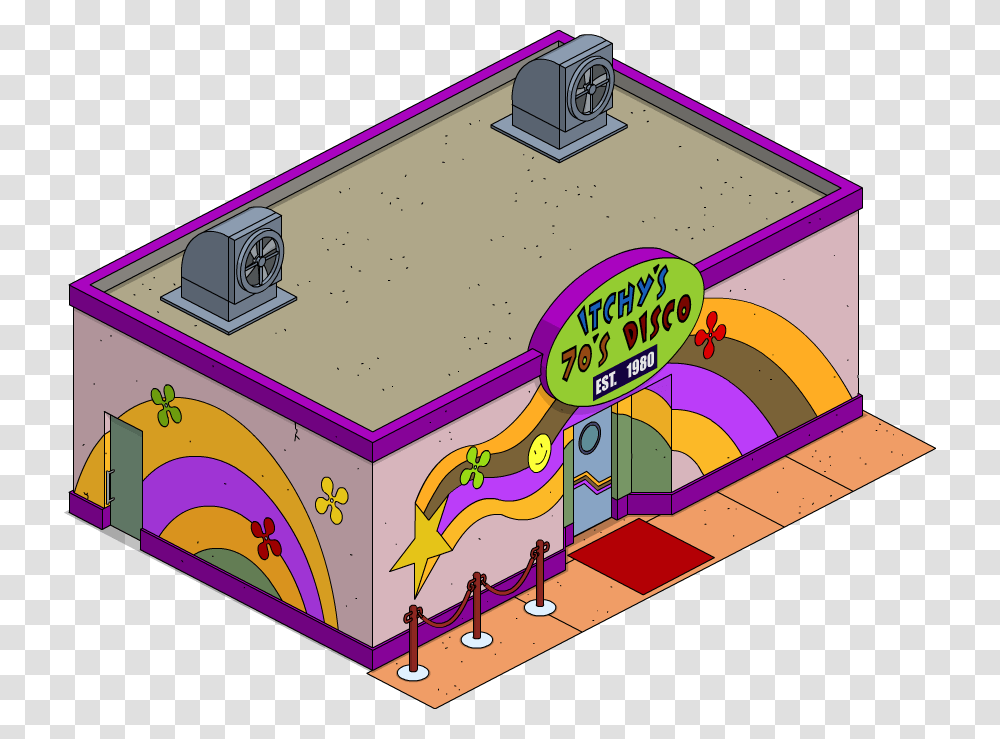 Simpsons Tapped Out Itchy's 70s Disco, Building, Metropolis, Urban, Architecture Transparent Png