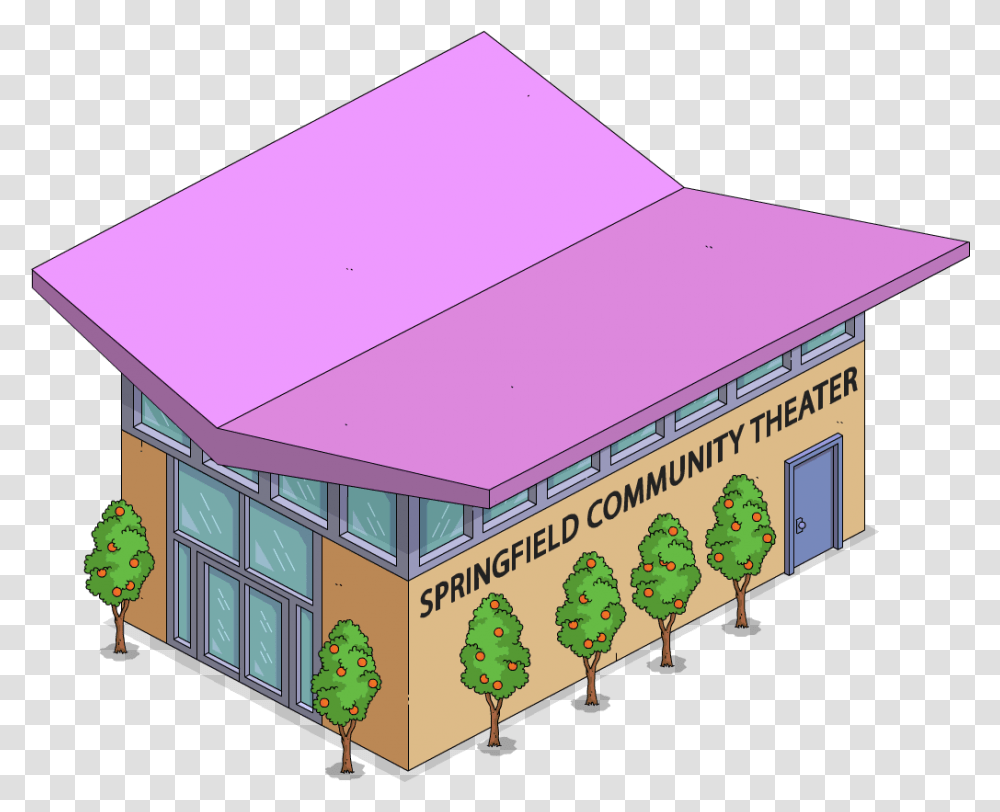 Simpsons Tapped Out Springfield Community Theater, Building, Neighborhood, Urban, Architecture Transparent Png