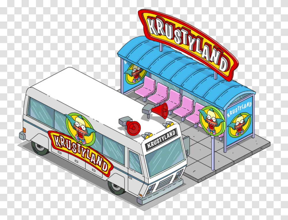 Simpsons Tapped Out To Work Krustyland, Bus, Vehicle, Transportation, Train Transparent Png