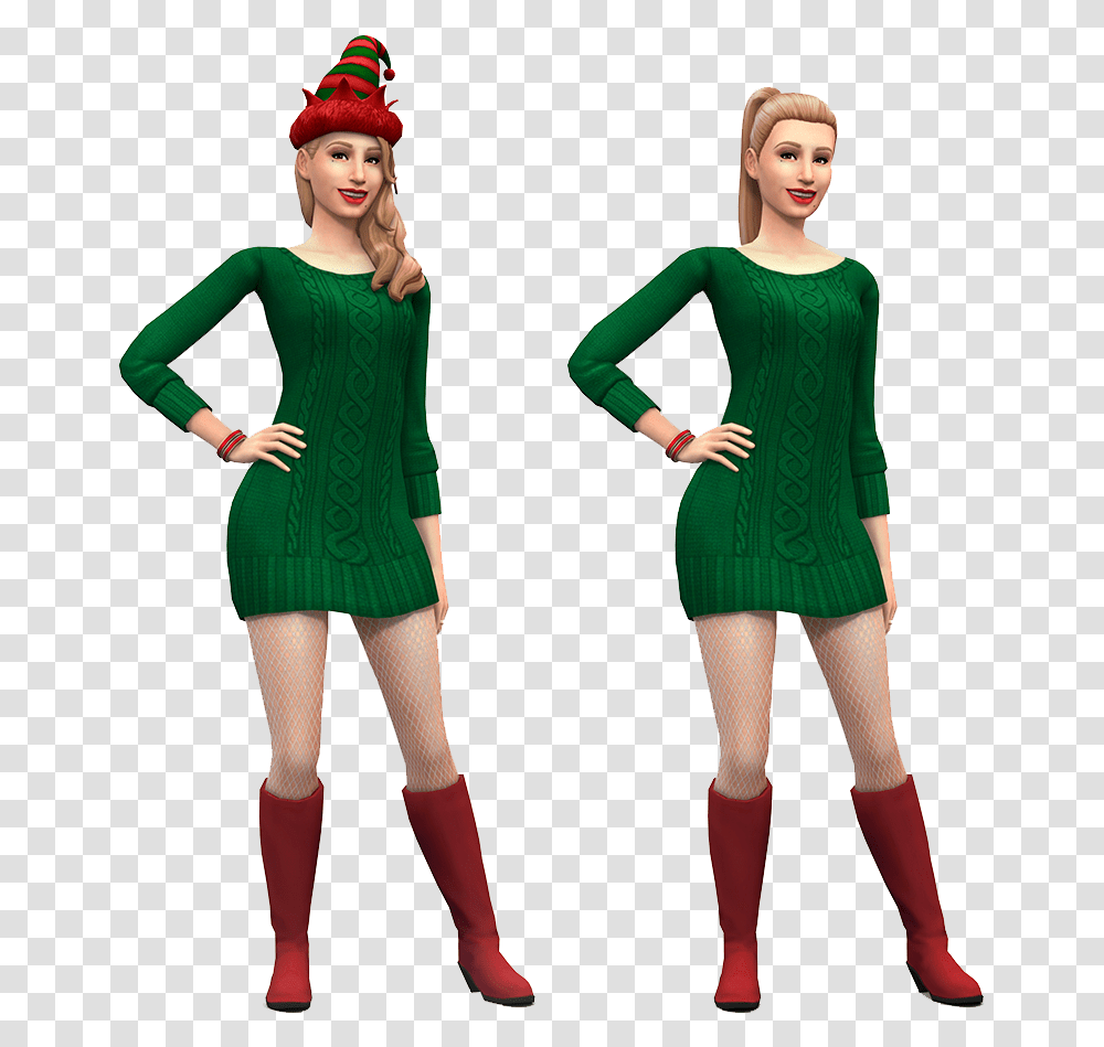 Sims 4 Christmas Sim, Sleeve, Long Sleeve, Dress Transparent Png