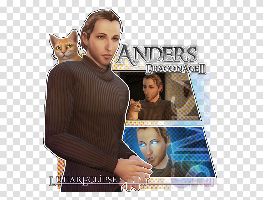 Sims 4 Dragon Age Anders, Person, Cat, Pet, Advertisement Transparent Png