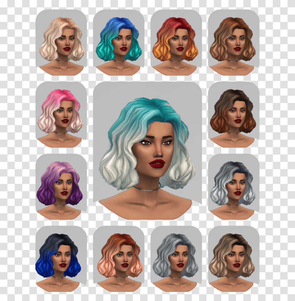 Sims 4 Hair Ombre Maxis, Wig, Person, Human, Doll Transparent Png