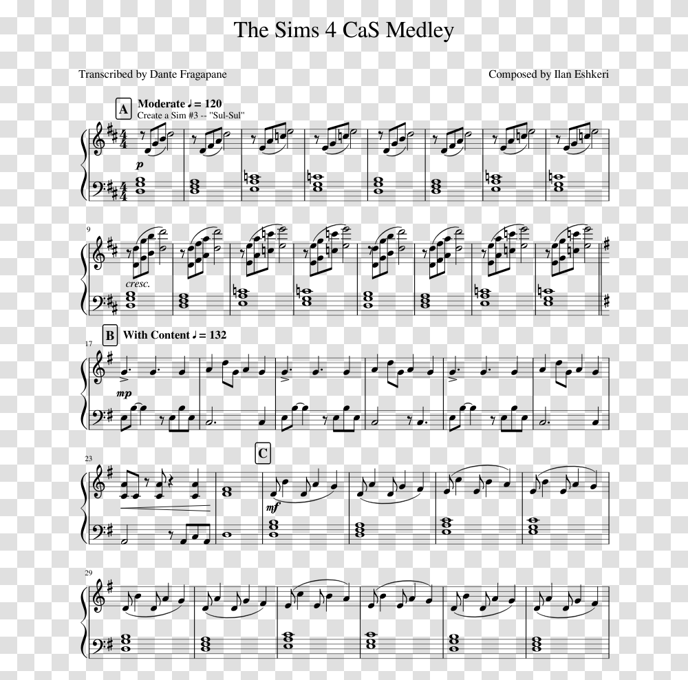 Sims 4 Theme Sheet Music, Gray, World Of Warcraft Transparent Png