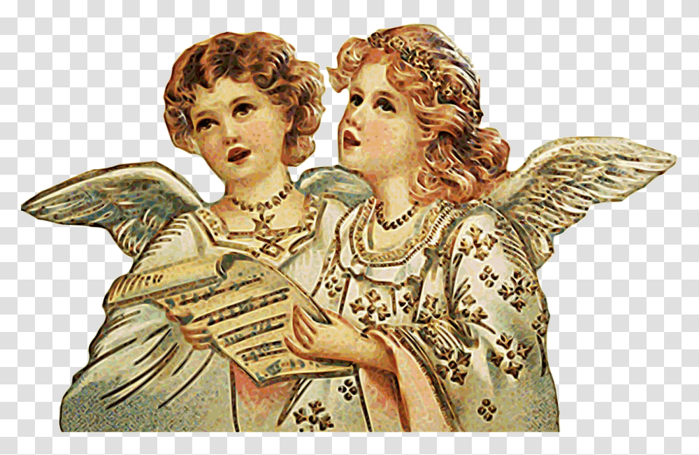 Singing Angels With Background, Person, Human, Archangel Transparent Png