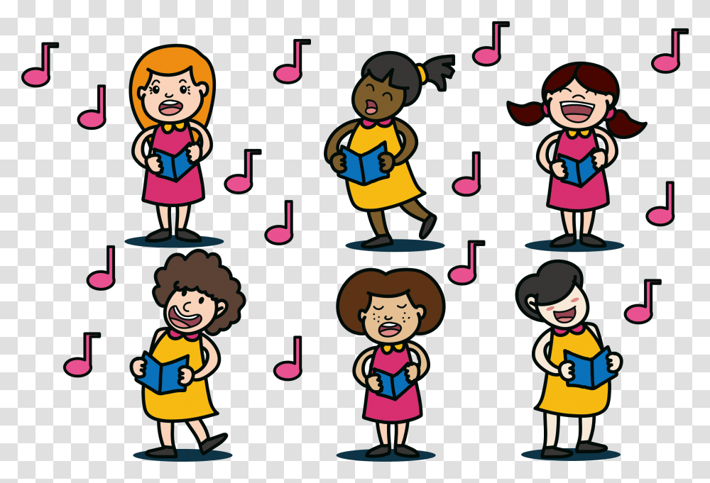 Singing Clipart Child Choir Girls Vector, Number, Word Transparent Png