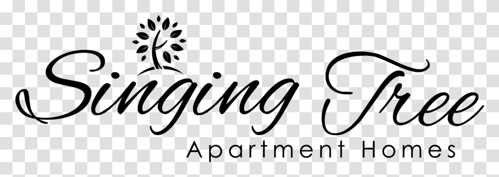 Singing Tree Apartment Homes Logo Calligraphy, Gray, World Of Warcraft Transparent Png