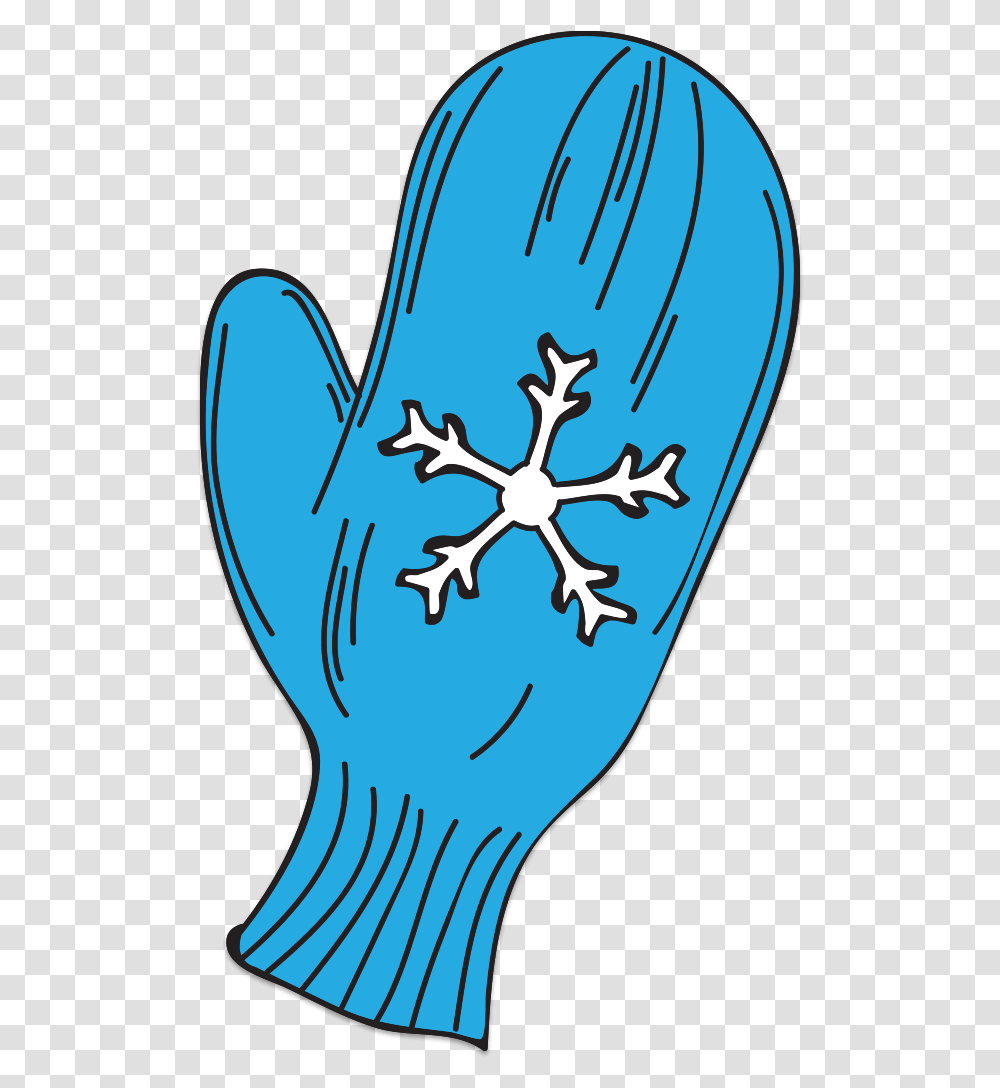 Single Blue Mitten With Snowflake Decoration, Logo, Trademark Transparent Png