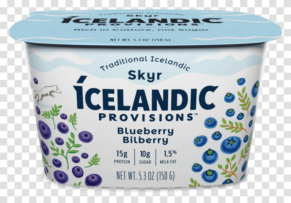 Single Blueberry Blueberry Bilberry Skyr Icelandic Skyr Yogurt, Label, Text, Food, Meal Transparent Png