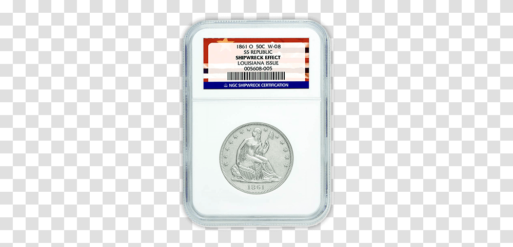 Single Ngc Certified Shipwreck Effect Seated Liberty Silver, Money, Person, Human, Coin Transparent Png