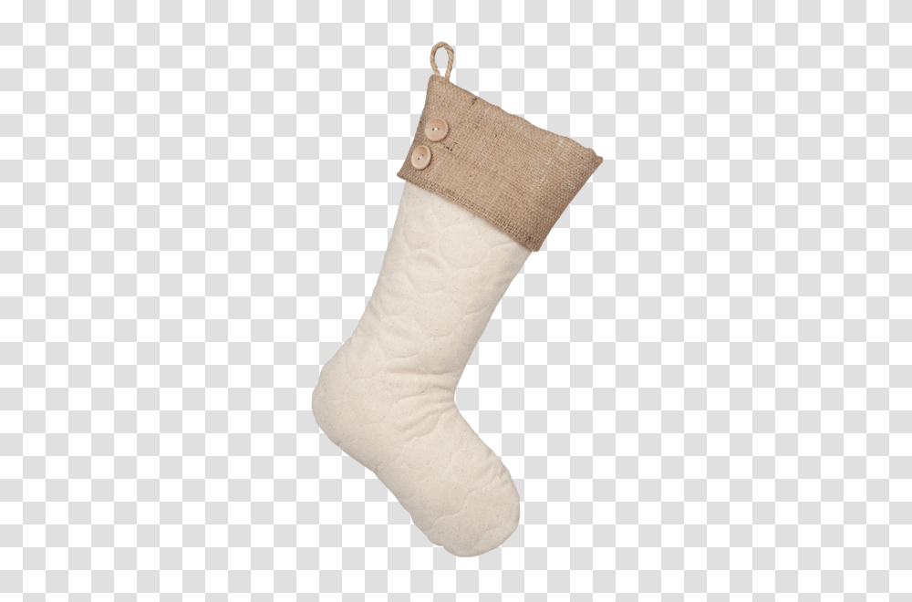 Single Quilted Stocking With Burlap Cuff And Buttons Burlapbabe, Sock, Shoe, Footwear Transparent Png