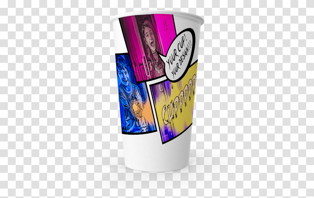 Single Wall Cup 16oz Cup, Label, Person, Bottle Transparent Png