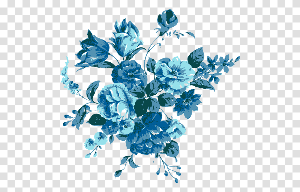 Sinij Cvetok Cveti Zelenoe Rastenie Blue Flower Vector, Floral Design, Pattern Transparent Png