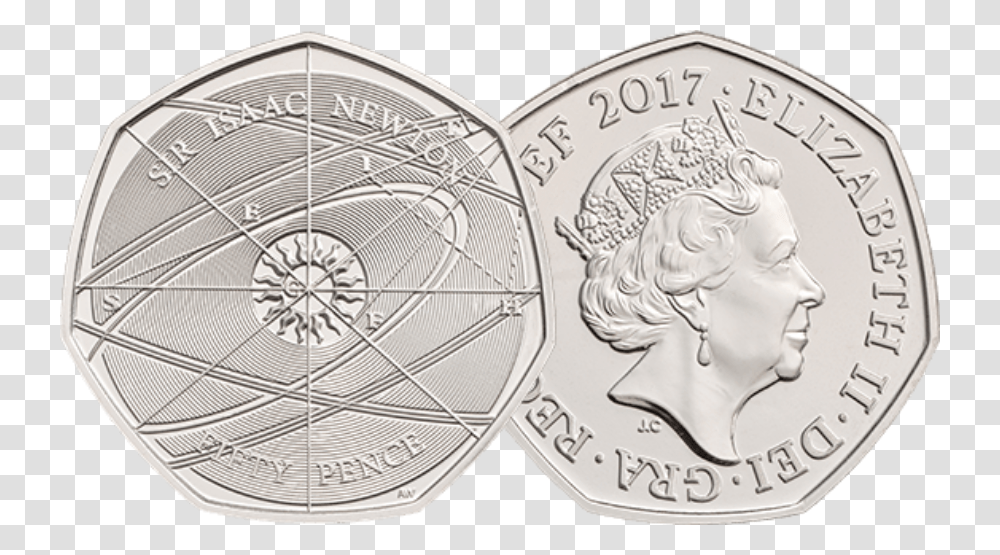 Sir Issac Newton 50p Coin, Money, Buckle Transparent Png