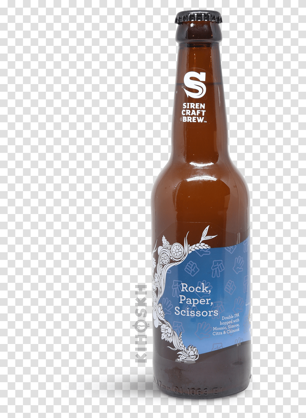 Siren Craft Brew Rock Paper Scissors Glass Bottle, Beer, Alcohol, Beverage, Drink Transparent Png