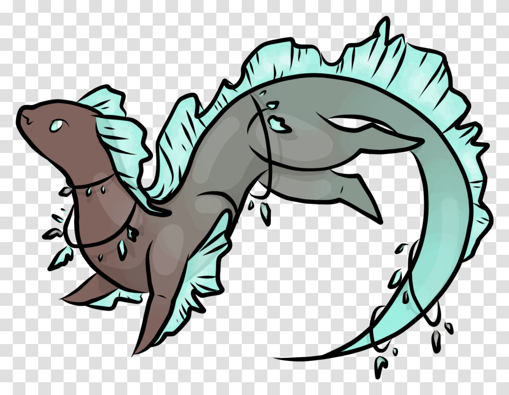 Siren Swam Over Afraid Of The Big Boss And She Hit Cartoon, Dragon, Animal Transparent Png