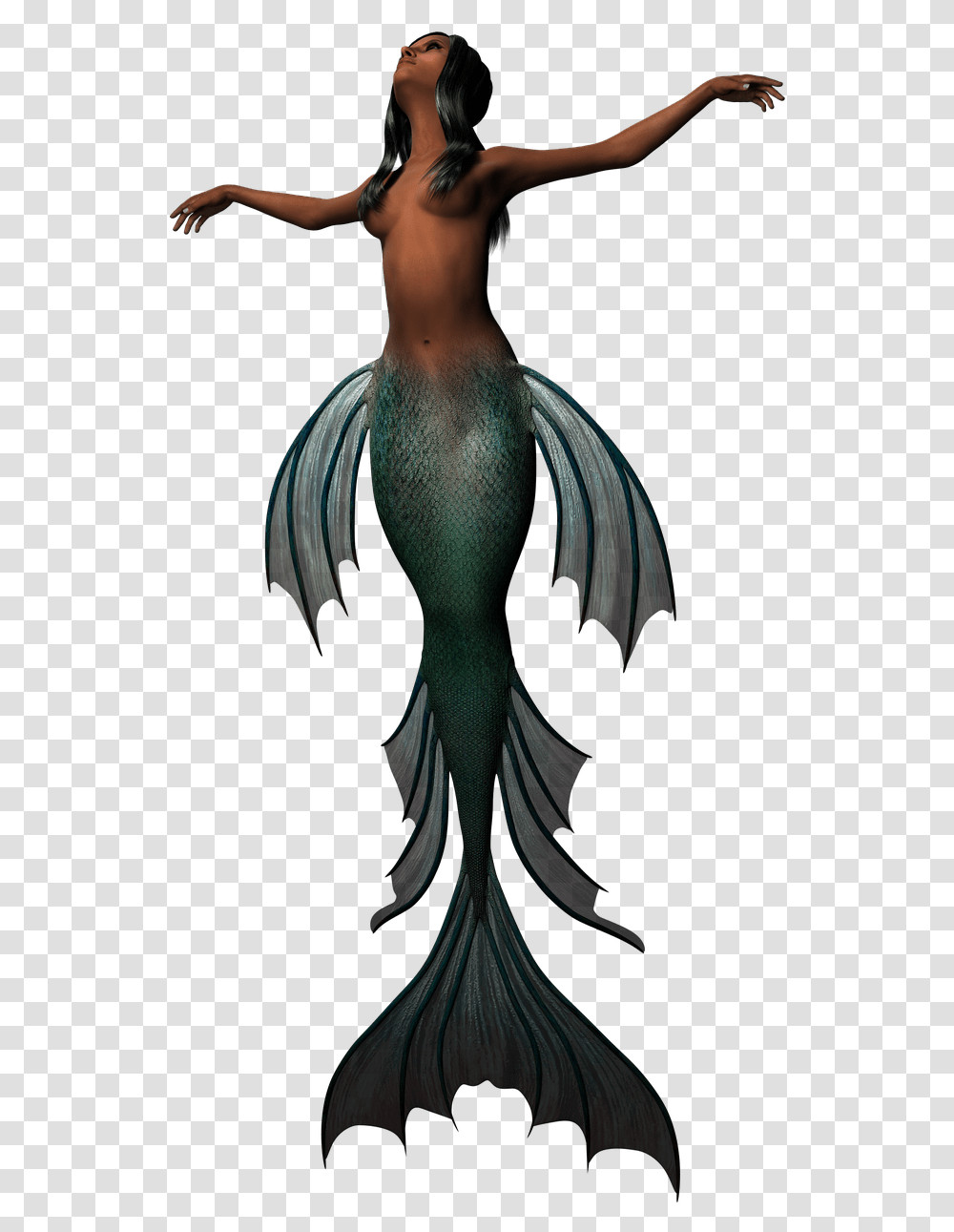 Sirena Con Cola Verde Oscuro Mermaid, Person, Human, Bird, Animal Transparent Png
