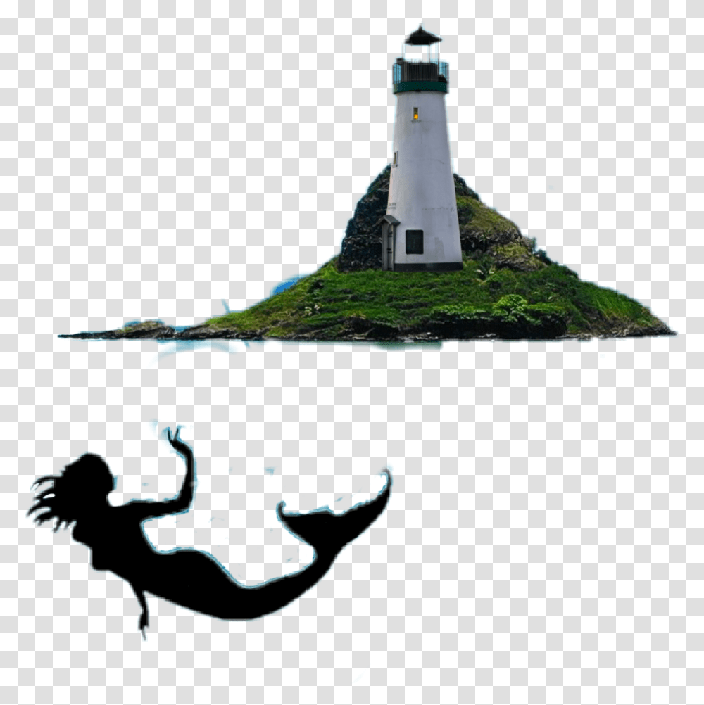 Sirenalighthousesea Silhouette Mermaid Tail, Tower, Architecture, Building, Beacon Transparent Png
