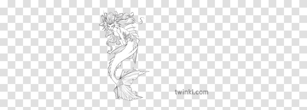 Sirens Colouring In Drawings Person Greek Mythology Fantasy Mythical Creature, Animal, Human, Mammal, Stencil Transparent Png