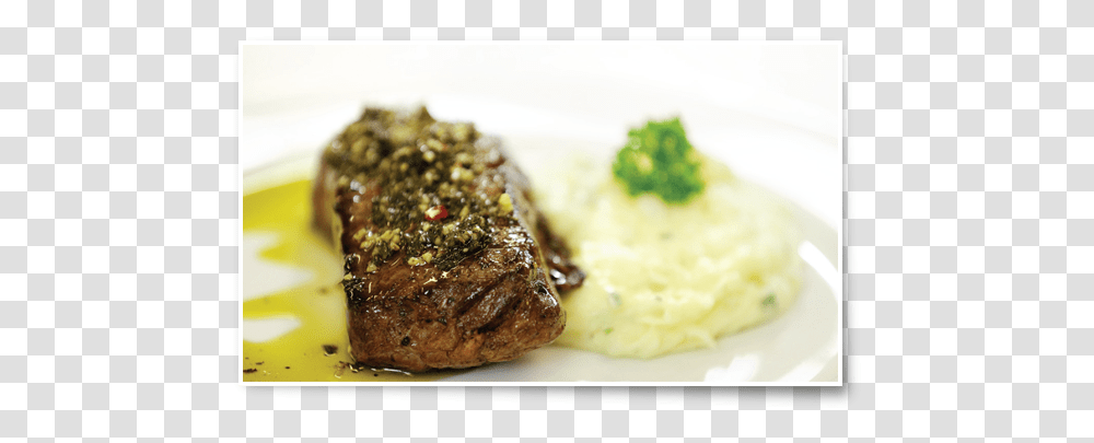 Sirloin Steak With Chimichurri And Mashed Potatoes Rib Eye Steak, Food, Plant, Broccoli, Vegetable Transparent Png