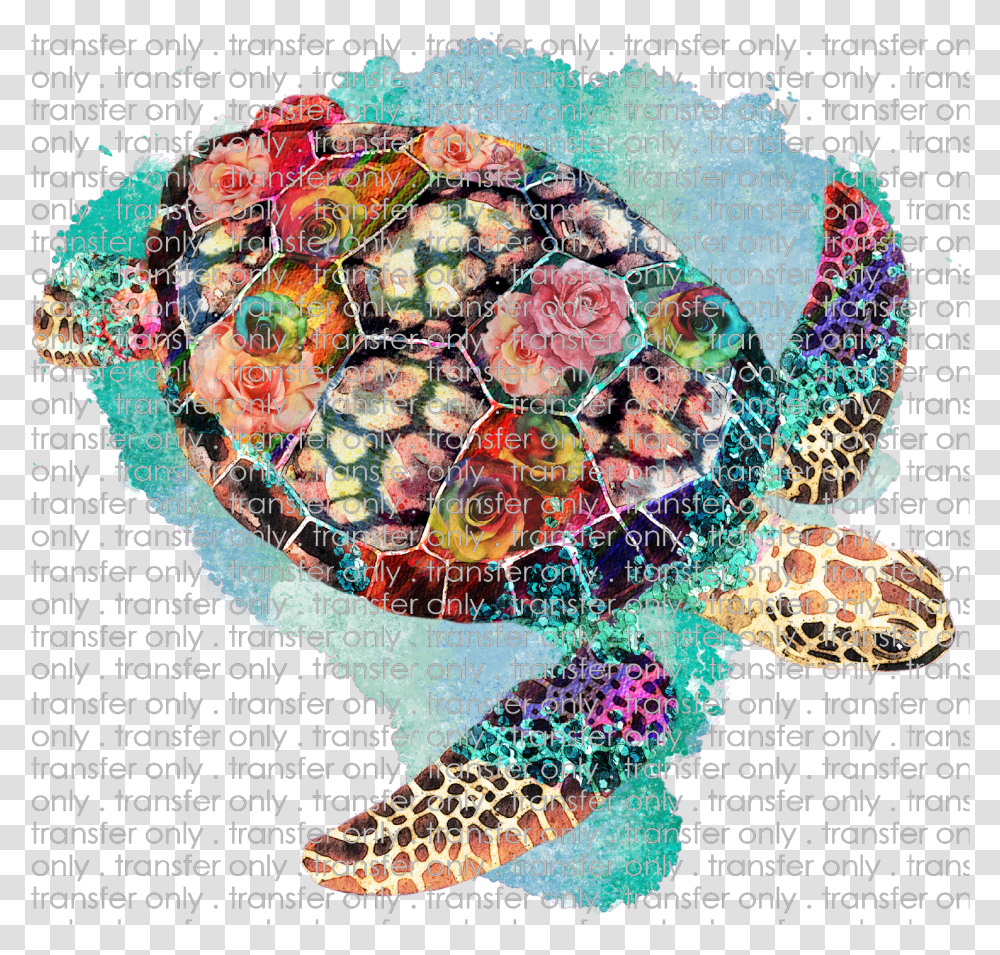 Siser Anm 24 Watercolor Roses Turtle Sea Turtle Water Slide, Reptile, Sea Life, Animal, Tortoise Transparent Png