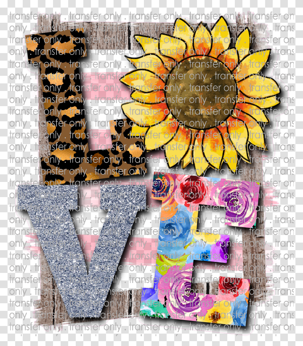 Siser Lov 9 Love Sunflower Leopard And Background Sunflower, Poster, Advertisement, Collage, Flyer Transparent Png