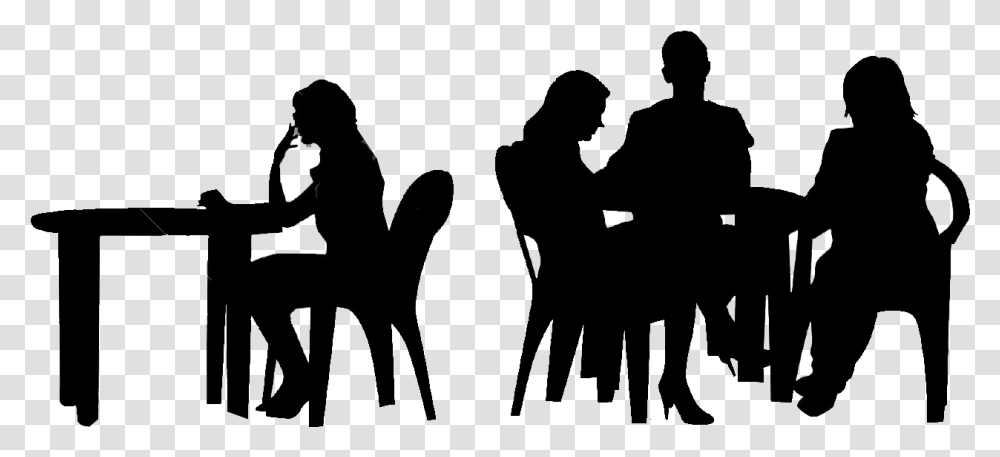 Sit At Table Clipart People Sitting On Table Silhouette, Person, Musician, Musical Instrument, Leisure Activities Transparent Png