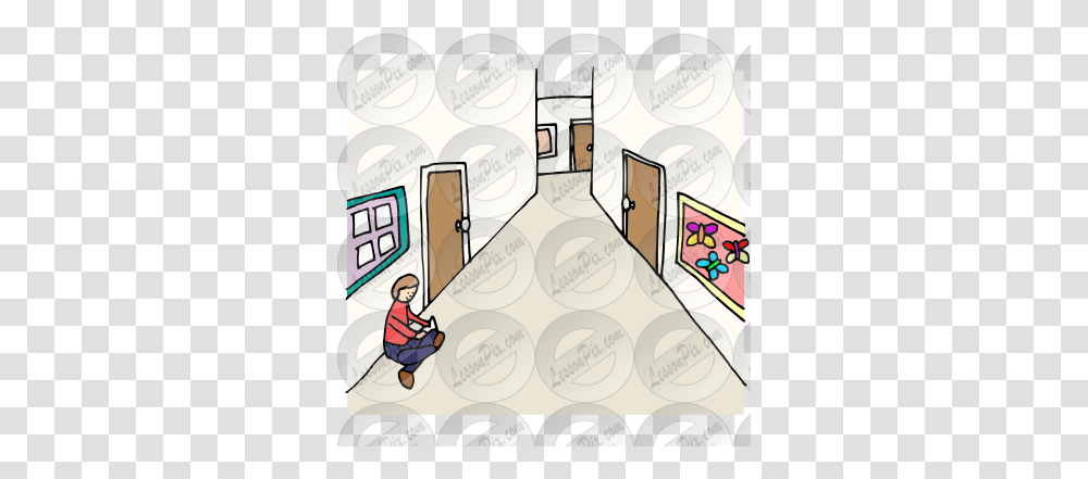 Sit In Hallway Picture For Classroom Tradesman, Person, Human, Corridor, Flooring Transparent Png