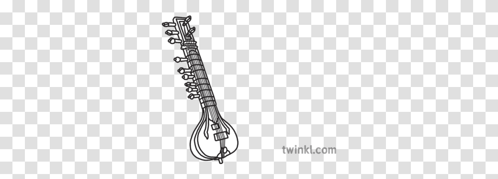 Sitar String Instrument Musical Plucked Indian India Necked Letter R In Cursive, Lute, Musical Instrument, Mandolin, Guitar Transparent Png