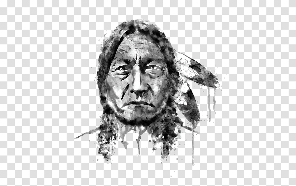 Sitting Bull Watercolor Painting, Head, Face, Person, Human Transparent Png
