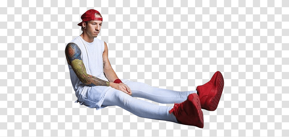 Sitting, Person, Tattoo, Hat Transparent Png