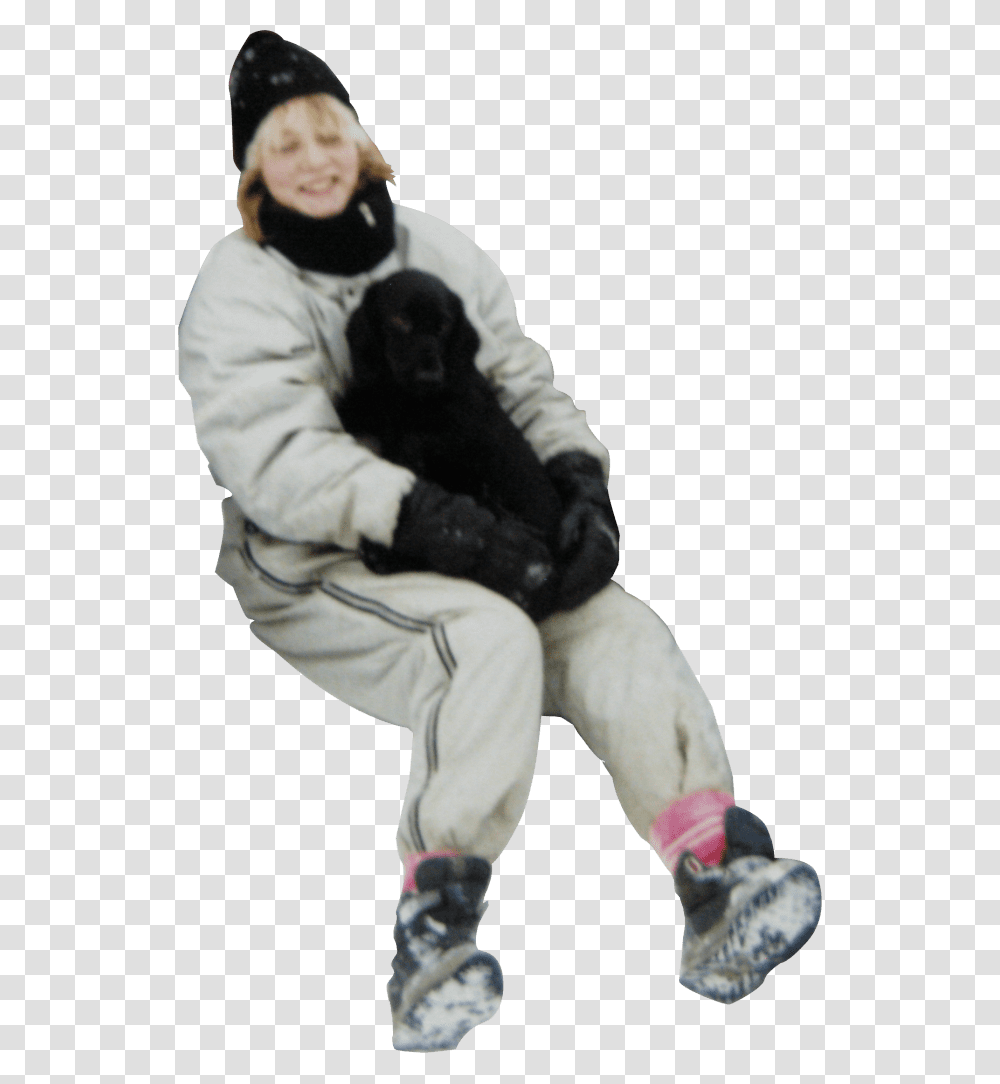 Sitting Dog Person Winter Sitting, Sleeve, Sport, Outdoors Transparent Png
