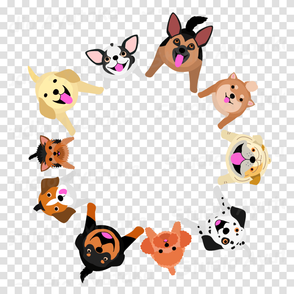 Sitting Dogs Circle Frame Studio Ayutaka Store Dogs, Alphabet, Number Transparent Png