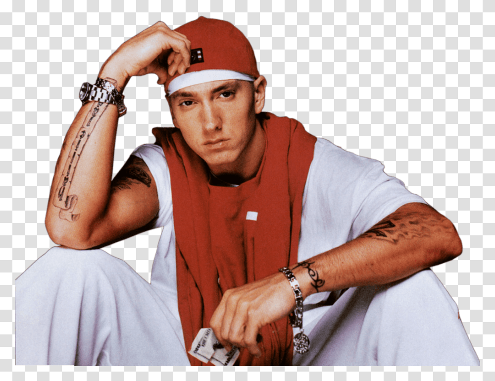 Sitting Eminem Eminem, Person, Hat, Cap Transparent Png