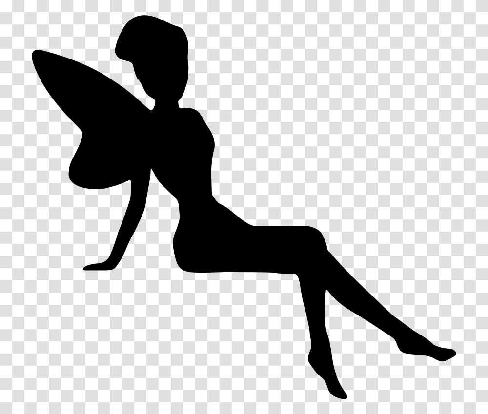 Sitting Fairy Silhouette At Getdrawings Sitting Fairy Silhouette, Gray Transparent Png