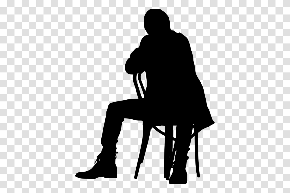 Sitting In Chair Silhouette, Person, Human, Kneeling, Duel Transparent Png