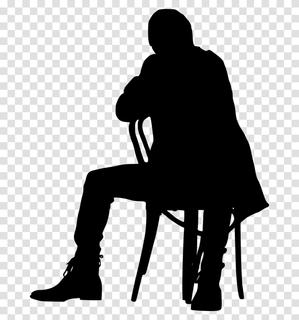 Sitting In Chair Silhouette Silhouette People Sitting On Chair, Gray, World Of Warcraft Transparent Png